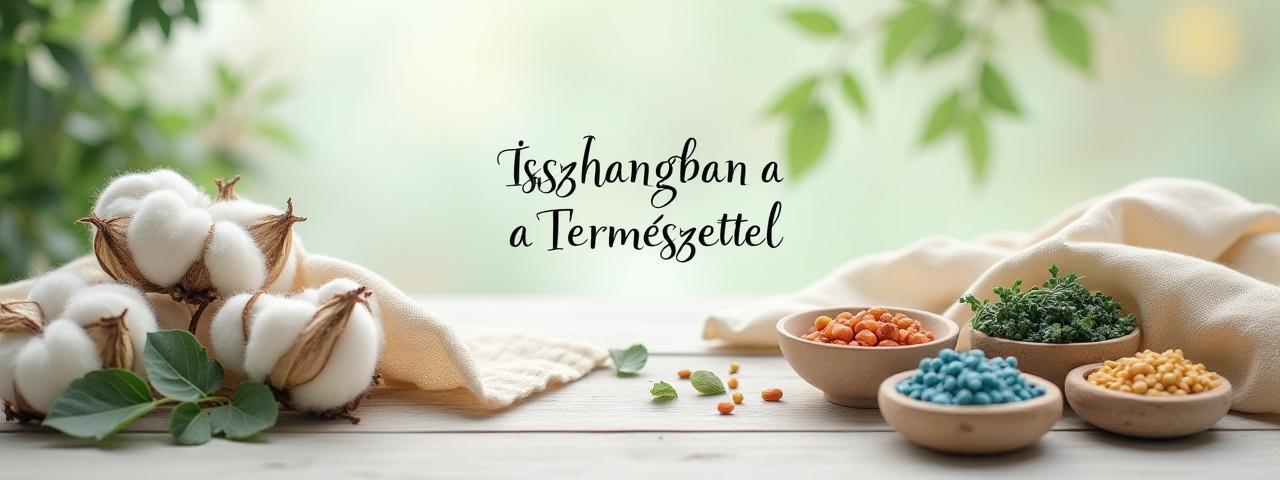 Nyugodt felvétel természetes rostokról és növényi alapú festékekről. Összhangban a Természettel szlogennel.