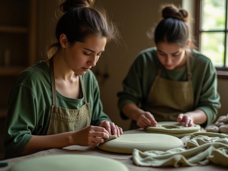 A Aranyóra Műhely alapítói, miközben korai termékeken dolgoznak
