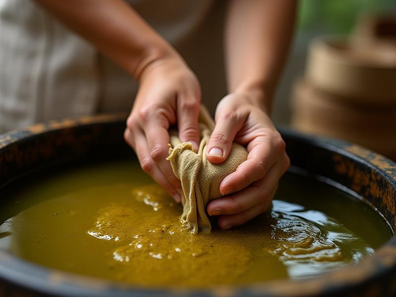 Kézzel történő textilfestés folyamata, természetes festékekkel